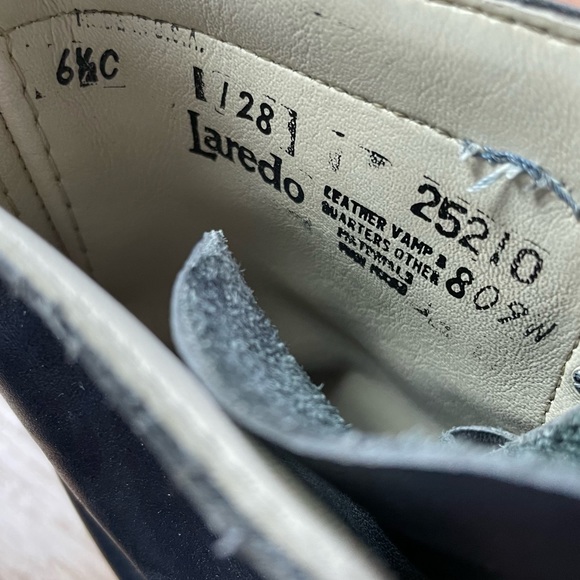 VINTAGE 90s LAREDO Leather Vamp Black Lace Up Roper Cowgirl Boots Size 6.5 - Picture 6 of 10